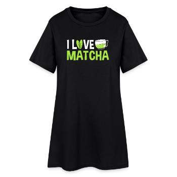 Matcha - Frauen T-Shirt-Kleid - Schwarz - Vorne