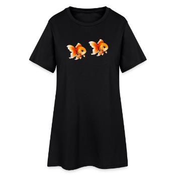 Two Goldfish Pairs Illustration - Women’s T-Shirt Dress - black - Front