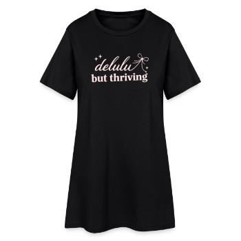 Deluhu Thriving Lettering - Women’s T-Shirt Dress - black - Front