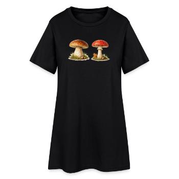 Waldpilze Pilze im Aquarellstil - Frauen T-Shirt-Kleid - Schwarz - Vorne
