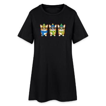Winter-Corgi-Trio mit Accessoires - Frauen T-Shirt-Kleid - Schwarz - Vorne