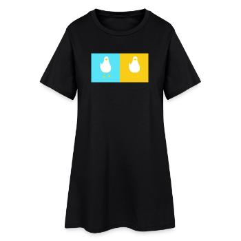 DoubleTrouble 2 - Frauen T-Shirt-Kleid - Schwarz - Vorne