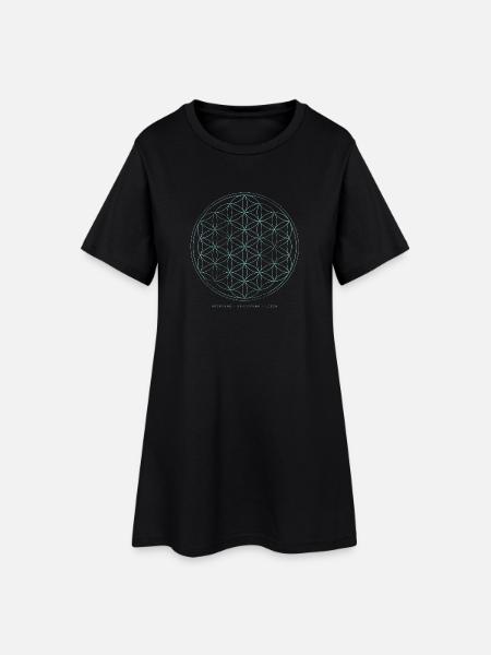 Blume des Lebens - Ursprung-Schöpfung-Leben - Frauen T-Shirt-Kleid - Schwarz