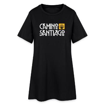 Camino de Santiago | Chemin de Saint-Jacques | Art Deco Typo - Robe T-shirt Femme - noir - Devant