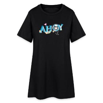 Marin anglais saluant Ahoy avec un marin pingouin - Robe T-shirt Femme - noir - Devant