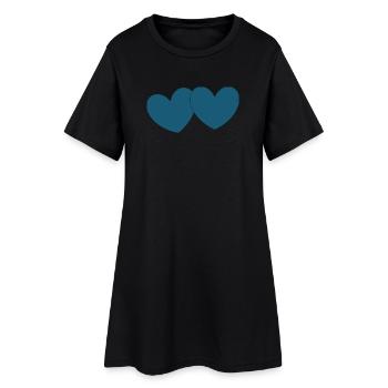Coeur bleu 2 coeurs Saint-Valentin - Robe T-shirt Femme - noir - Devant