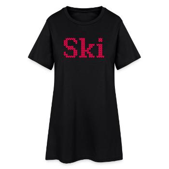 Tricots de ski Hiver Vacances de ski Motif Alpes Neige - Robe T-shirt Femme - noir - Devant