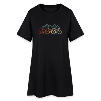 Vélo Cycliste Rétro VTT Vélo de route Montagnes - Robe T-shirt Femme - noir - Devant