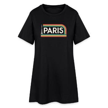 Paris Arc-en-Ciel Retro - Robe T-shirt Femme - noir - Devant