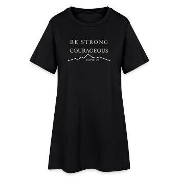 Sei stark und mutig | Josua 1,9 - Frauen T-Shirt-Kleid - Schwarz - Vorne