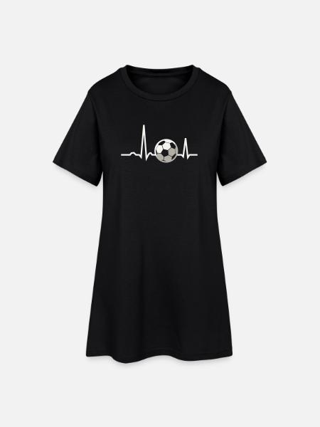 Don pour fan de la ligne ECG Pulsation de cœur de football - Robe T-shirt Femme - noir