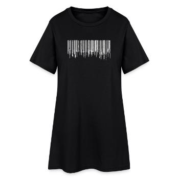 Code-barres - Blanc - Robe T-shirt Femme - noir - Devant