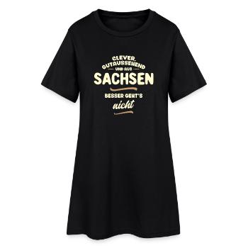 Clever, gutaussehend und aus Sachsen... - Frauen T-Shirt-Kleid - Schwarz - Vorne
