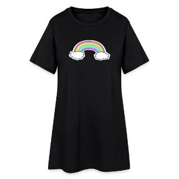 Motif arc-en-ciel pastel avec nuages - Robe T-shirt Femme - noir - Devant