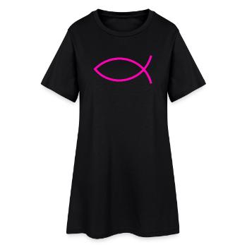 Jésus poisson rose ichthys poisson poisson poisson - Robe T-shirt Femme - noir - Devant