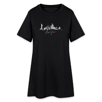 Urban Skyline Watercolor Design, New York, NYC - Robe T-shirt Femme - noir - Devant