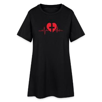 Crossed Heartbeat Design - Women’s T-Shirt Dress - black - Front