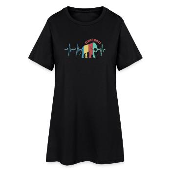 pouls éléphant coloré animaux tronc rétro couleurs icône - Robe T-shirt Femme - noir - Devant