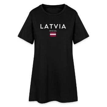 Drapeau letton, fierté lettone - Robe T-shirt Femme - noir - Devant
