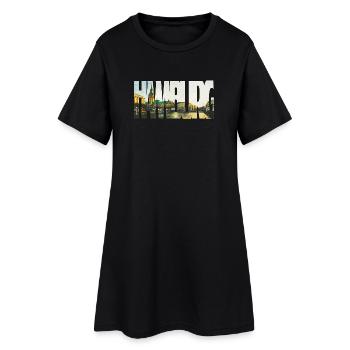 Hamburg Rathaus Skyline Kunst – Stadtbild Design - Frauen T-Shirt-Kleid - Schwarz - Vorne