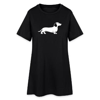 Dackel Silhouette – minimalistisches Hunde Design - Frauen T-Shirt-Kleid - Schwarz - Vorne