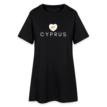 Cœur avec le drapeau chypriote, j’aime Chypre - Robe T-shirt Femme - noir - Devant