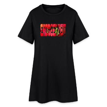 Erdbeere - Frauen T-Shirt-Kleid - Schwarz - Vorne