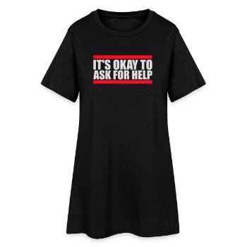Il est normal de demander de l’aide, d’aide, de questions en disant le logo - Robe T-shirt Femme - noir - Devant
