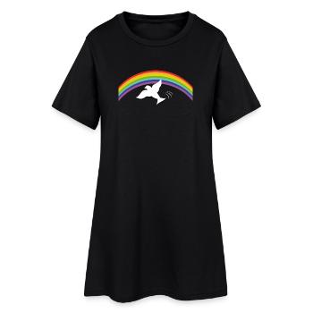 RAINBOW Regenbogen with peace dove - Frauen T-Shirt-Kleid - Schwarz - Vorne