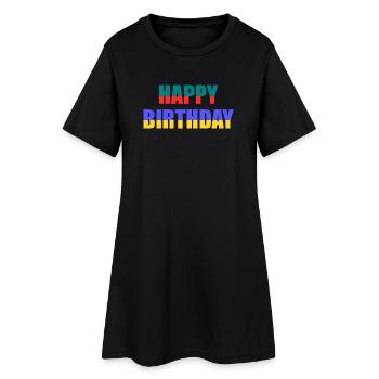 ANNIVERSAIRE. HAPPY BIRTHDAY. JOYEUX ANNIVERSAIRE. - Robe T-shirt Femme - noir - Devant