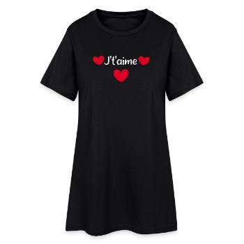 Valentinstag Rotes Herz, Valentinstag - Frauen T-Shirt-Kleid - Schwarz - Vorne