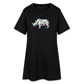 Geometric Rhinoceros – Powerful Elegance - Women’s T-Shirt Dress - black - Front