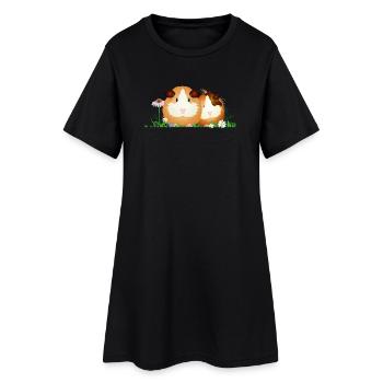 Deux cochons d’Inde dans le pré – l’harmonie - Robe T-shirt Femme - noir - Devant