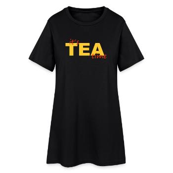 TEA TIME - Frauen T-Shirt-Kleid - Schwarz - Vorne