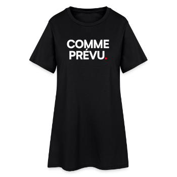 COMME PRÉVU. – Humour Ironique Minimaliste - Robe T-shirt Femme - noir - Devant
