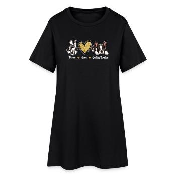 Peace Love Boston Terrier Maman Rétro de Chien - Robe T-shirt Femme - noir - Devant