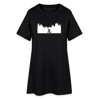 Fahrrad-_Mountainbike-_Wald - Frauen T-Shirt-Kleid - Schwarz - Vorne
