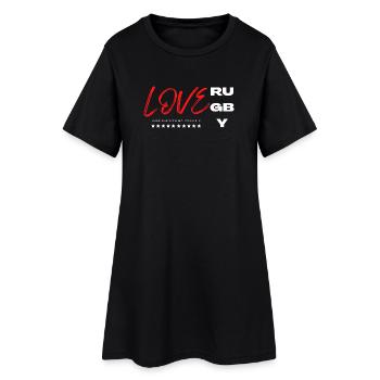 love rugby- J'aime le rugby - Rugby is life - Robe T-shirt Femme - noir - Devant