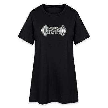 Dumbbell Typography for Fitness and Gym Enthusiasts - Women’s T-Shirt Dress - black - Front