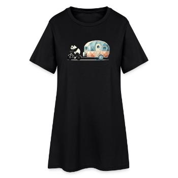 Panda with caravan – Charming travel design - Women’s T-Shirt Dress - black - Front