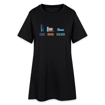 Essen Zocken Schlafen Gamer Spruch - Frauen T-Shirt-Kleid - Schwarz - Vorne