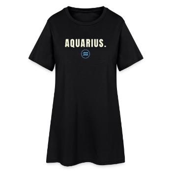 AQUARIUS. Minimalist Zodiac Success Edition - Frauen T-Shirt-Kleid - Schwarz - Vorne
