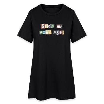 SYMA Letter Collage - Frauen T-Shirt-Kleid - Schwarz - Vorne