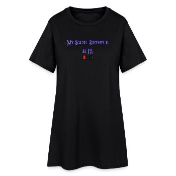 My_Social_Battery_is_at_1- - Frauen T-Shirt-Kleid - Schwarz - Vorne