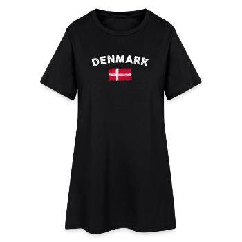 Dänemark Pinsel Flagge Emblem - Frauen T-Shirt-Kleid - Schwarz - Vorne