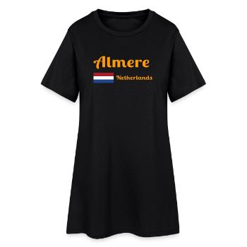 Almere Niederlande - Stilvolle Drucke - Frauen T-Shirt-Kleid - Schwarz - Vorne