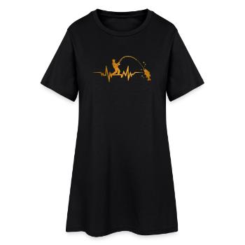 ECG de battement cardiaque de pêcheur Pouls de pêche - Robe T-shirt Femme - noir - Devant