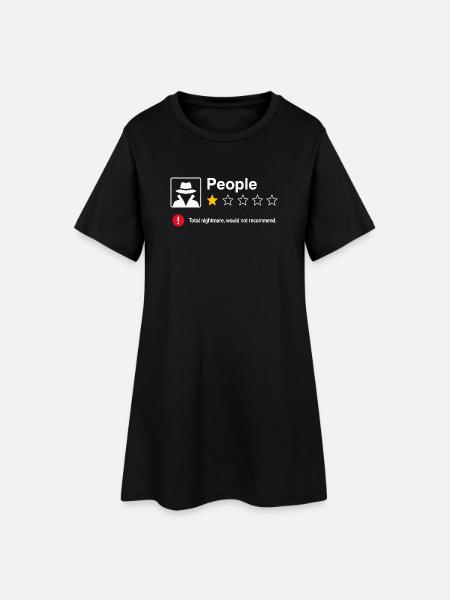 Menschen 1 Stern Bewertung Lustiges Sarkasmus - Frauen T-Shirt-Kleid - Schwarz