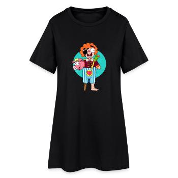 PigPirate - Frauen T-Shirt-Kleid - Schwarz - Vorne
