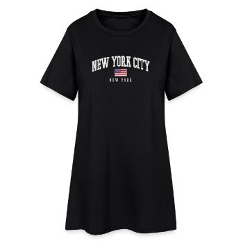 New York États-Unis - Robe T-shirt Femme - noir - Devant